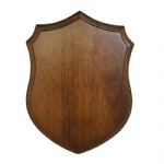 walnut finish wood shield plaque