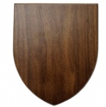 walnut finish wood shield